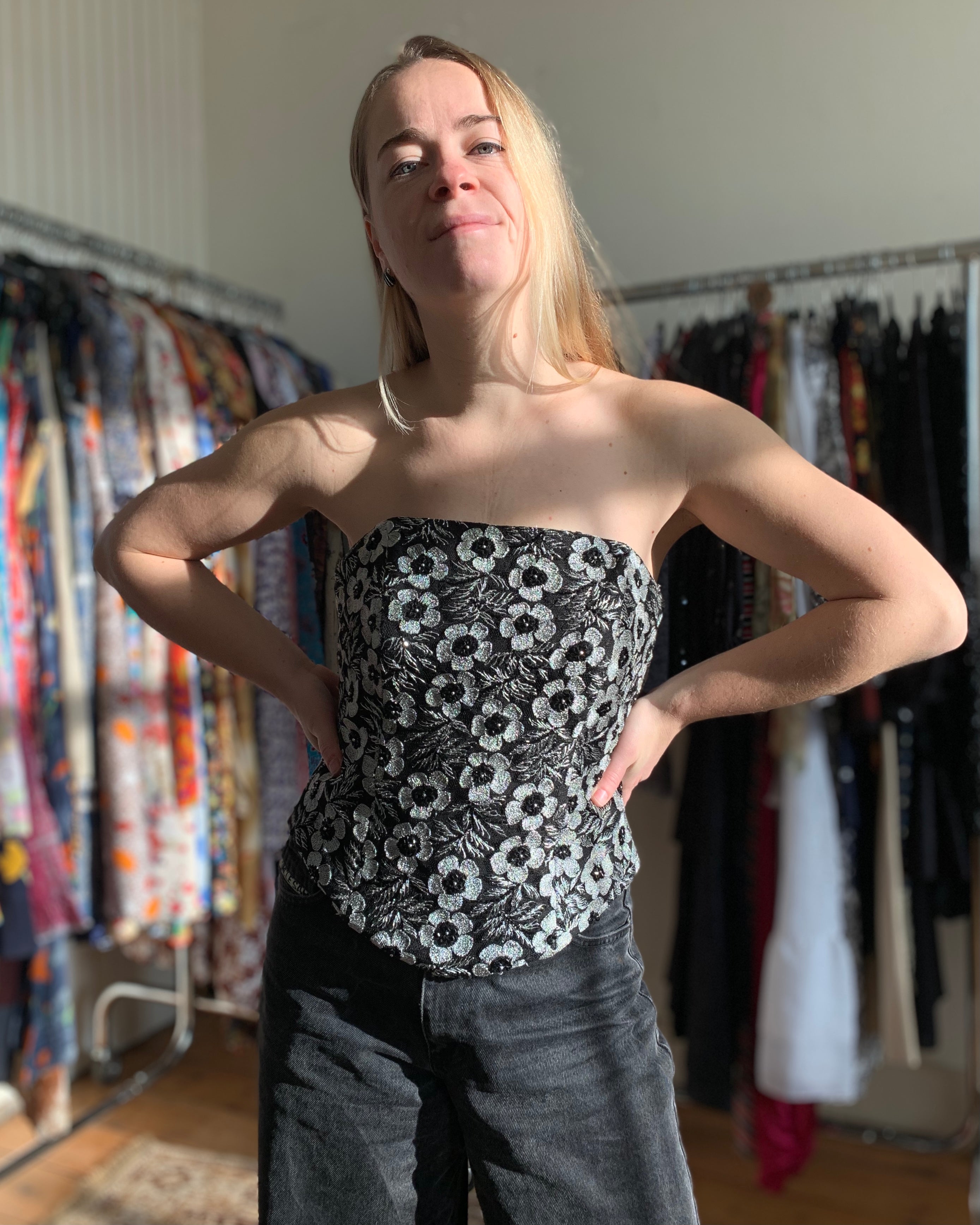 Vintage bustier glitter holiday