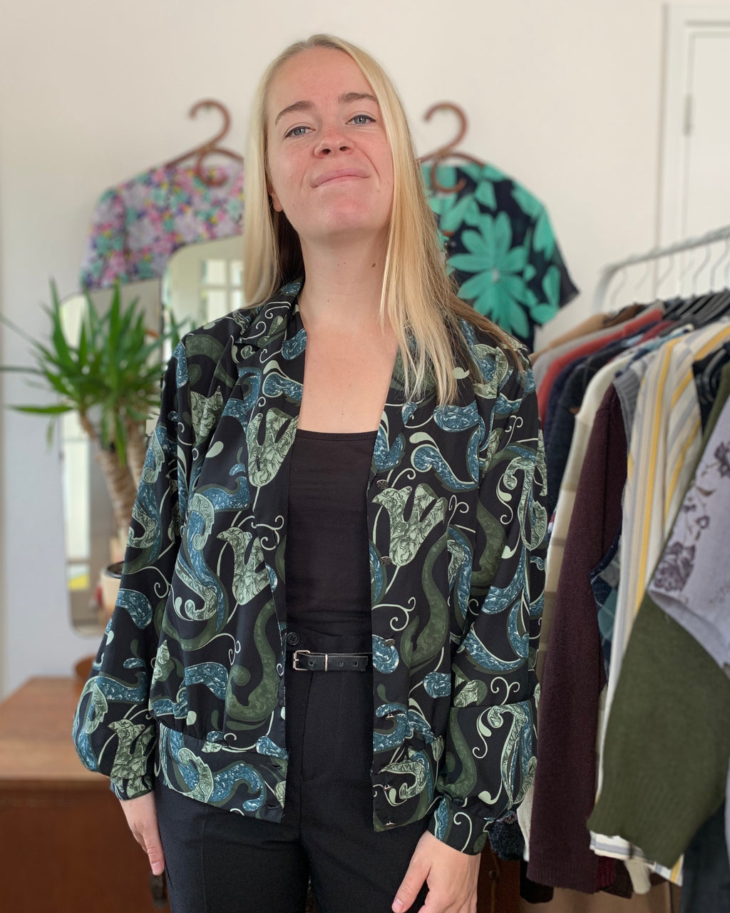 Vintage kleding print blouse