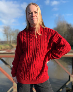 Vintage trui knitwear rood kabel