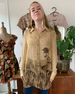 Afbeelding in Gallery-weergave laden, Vintage kleding beige blouse
