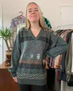 Afbeelding in Gallery-weergave laden, Vintage clothing vneck pullover sweater trui
